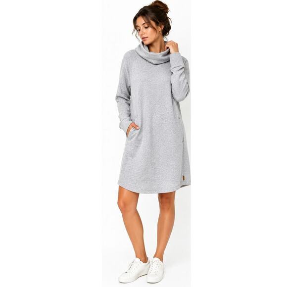 Merrell Dresses & Skirts - Merrell Gray Cowl Neck Sweatshirt Dress Tunic L Cozy Minimalist Athleisure